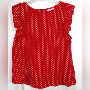 Red sleeveless blouse, size large